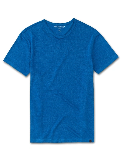 Shop Derek Rose Men's Linen Short Sleeve T-shirt Jordan Pure Linen Blue
