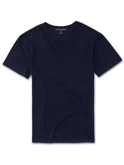 Shop Derek Rose Men's Linen Short Sleeve T-shirt Jordan Pure Linen Navy