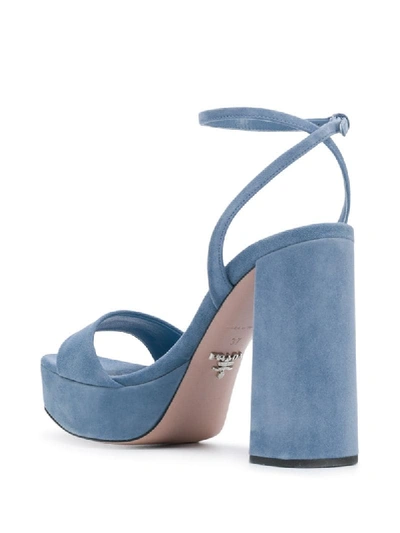 Shop Prada Chunky Heel 125mm Platform Sandals In Blue