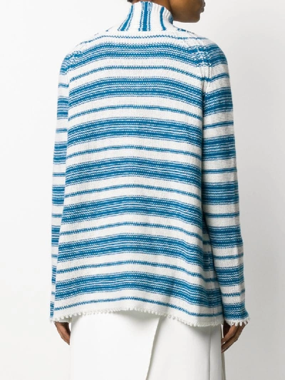 Shop Allude Cashmere Striped Cardigan In Blue