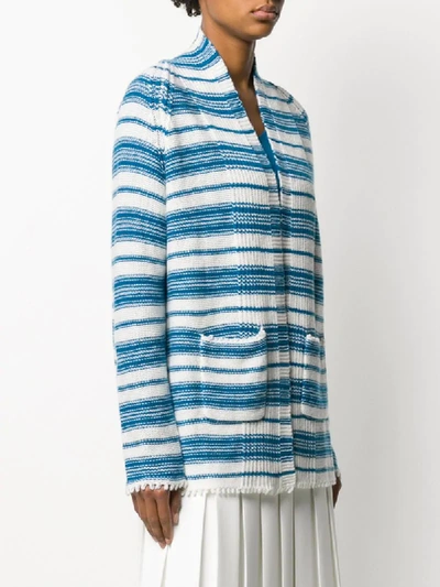 Shop Allude Cashmere Striped Cardigan In Blue