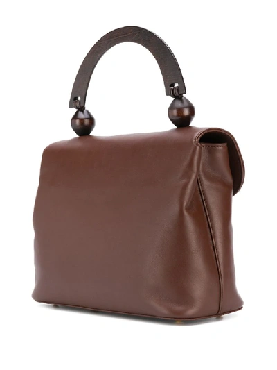 Shop By Far Contrast Handle Tote Bag In Brown