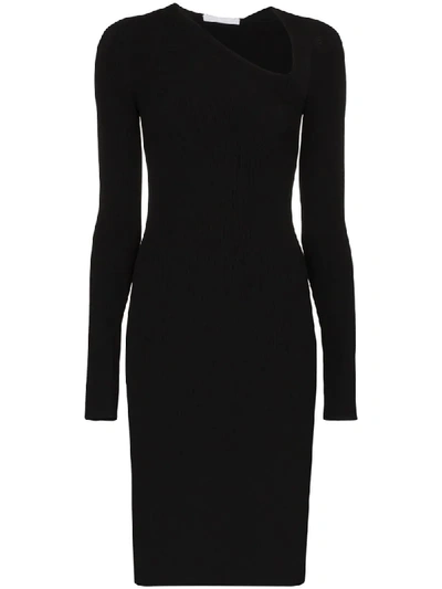 Shop Helmut Lang Asymmetric Midi Dress In Black