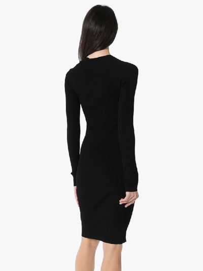 Shop Helmut Lang Asymmetric Midi Dress In Black