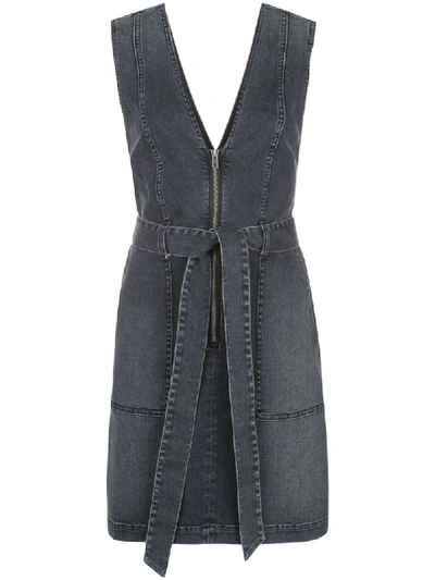 Shop Alice And Olivia Gorgeous Zip-through Denim Mini Dress In Black