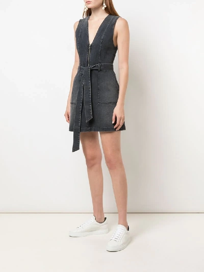 Shop Alice And Olivia Gorgeous Zip-through Denim Mini Dress In Black