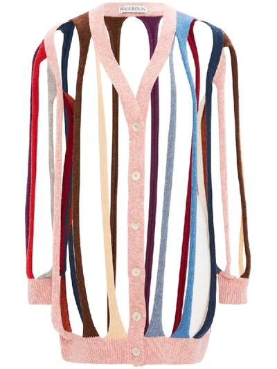 Shop Jw Anderson Tubular Panelled Cardigan In Pink