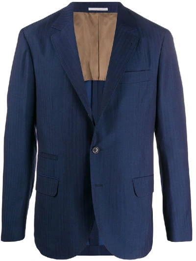 Shop Brunello Cucinelli Jacquard Stripe Blazer In Blue