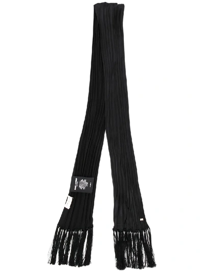 Shop Saint Laurent Narrow Pleated Scarf In Black