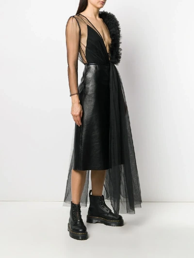 Shop Alchemy Asymmetric Draped Tulle Bodysuit In Black