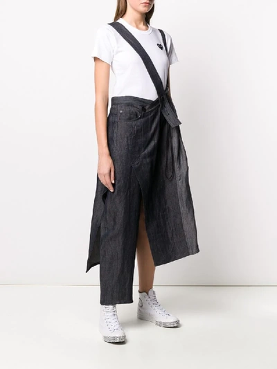 Shop Yohji Yamamoto Asymmetric Pinafore Dress In Blue