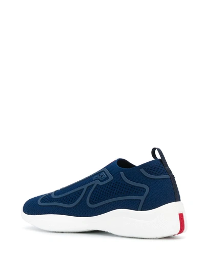 Shop Prada Panelled Low-top Sneakers In Blue