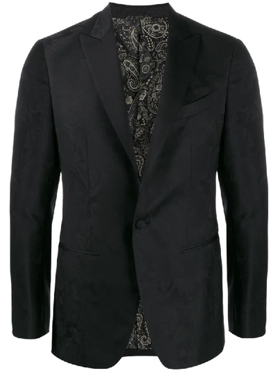 Shop Etro Long Sleeve Button Down Jacket In Black