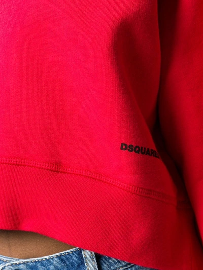 Shop Dsquared2 Boat Neck Oversized Sweatshirt In Red