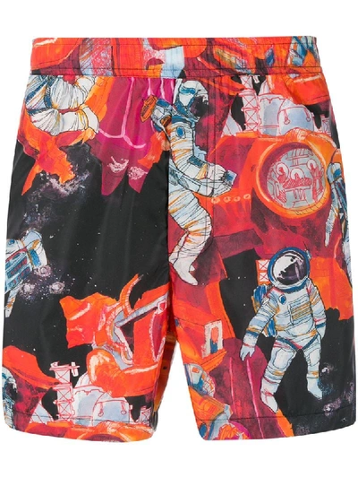Shop Valentino Astronaut -print Swim Shorts In Orange