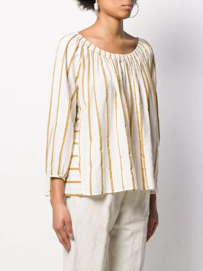 Shop Forte Forte Striped Box Fit Blouse In White