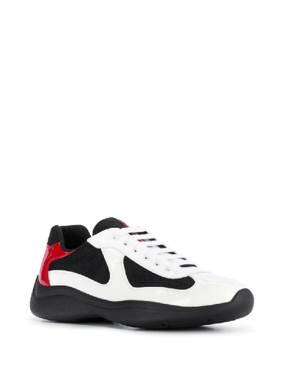 Shop Prada Panelled Low-top Sneakers In F0970 Bianco+rosso