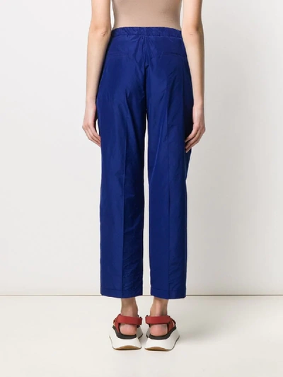 Shop Odeeh Cropped Tailored Trousers In Blue