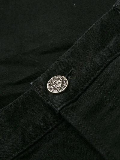 Shop Balmain Distressed Slim-fit Jeans In Black
