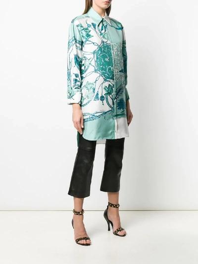 Shop Ferragamo Charlotte Print Silk Shirt In Blue