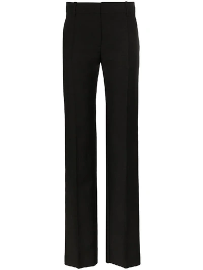 Shop Valentino Slim-leg Wool And Mohair Blend Trousers In Black