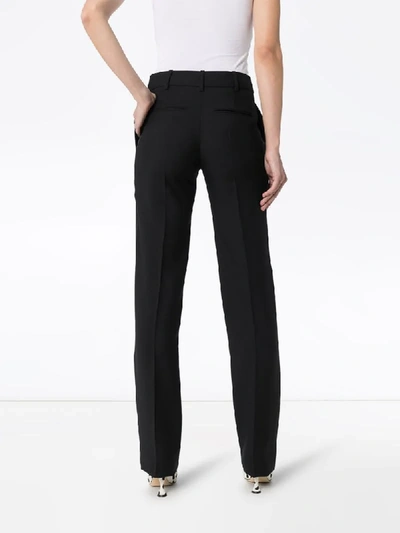 Shop Valentino Slim-leg Wool And Mohair Blend Trousers In Black