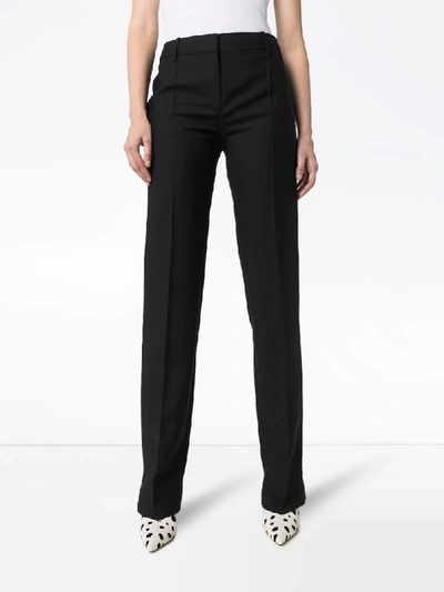 Shop Valentino Slim-leg Wool And Mohair Blend Trousers In Black