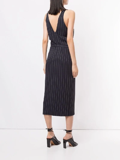 Shop Dion Lee Pinstripe Utility Midi Dress In Black