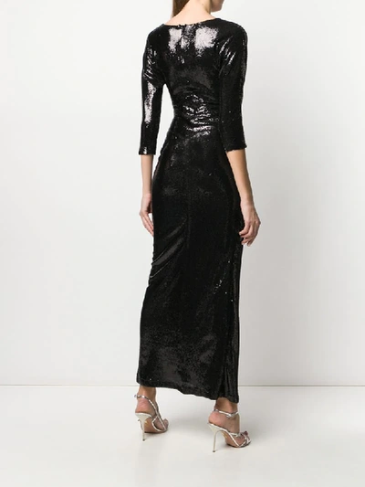 Shop Blanca Sequin Wrap Style Dress In Black