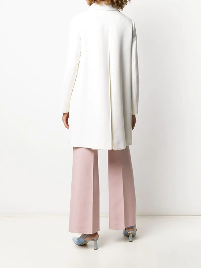 Valentino Embroidered Collar Double-breasted Coat In White