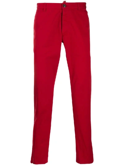 Shop Dsquared2 Red Straight Leg Trousers