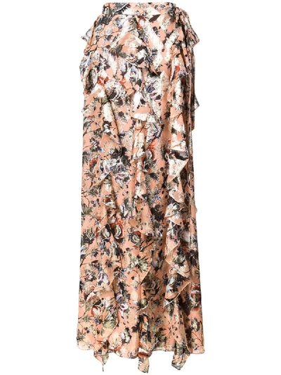 Shop Diane Von Furstenberg Floral Print Skirt In Brown