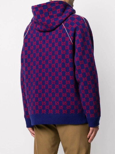 Shop Gucci Gg Hooded Jacket In Blue