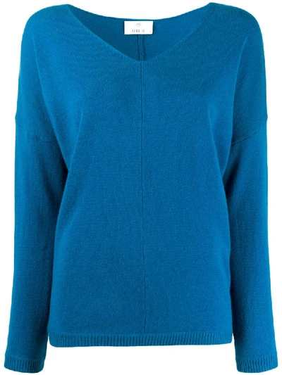 Shop Allude Long Sleeve V-neck Top In Blue