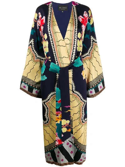 Shop Etro Loose-fit Belted Kimono In Blue