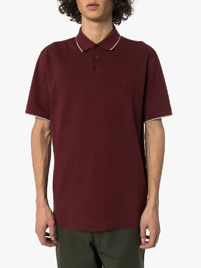 Shop Z Zegna Tonal Logo-embroidered Polo Shirt In Red