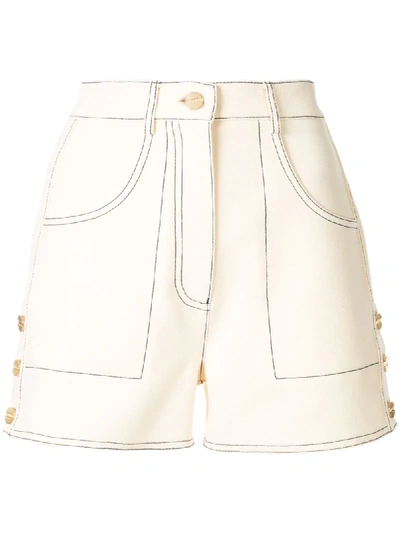 Shop Dion Lee Rivet Micro Shorts In White