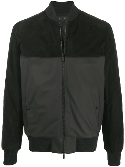 Shop Z Zegna Bomberjacke Mit Kontrasteinsätzen In Black