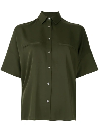 Shop Vince Oversized Short-sleeve Blouse In Green