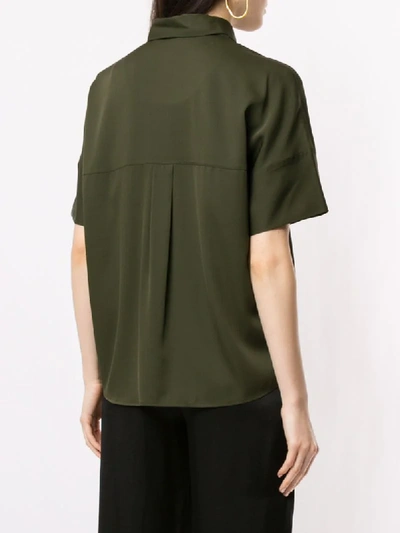 Shop Vince Oversized Short-sleeve Blouse In Green