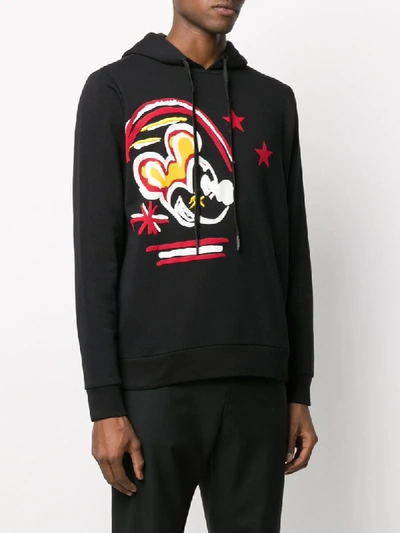 Shop Iceberg Mickey Mouse Jersey Hoody In Black