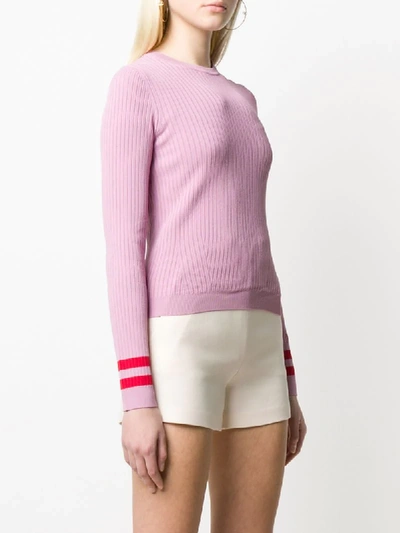 Valentino Ribbed Crew Neck Vltn Jumper In Pink