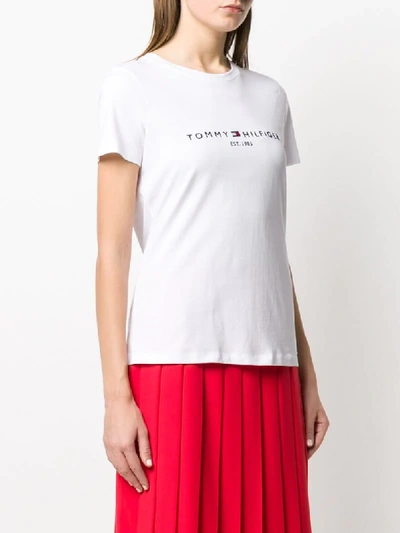 Shop Tommy Hilfiger Embroidered Logo T-shirt In White