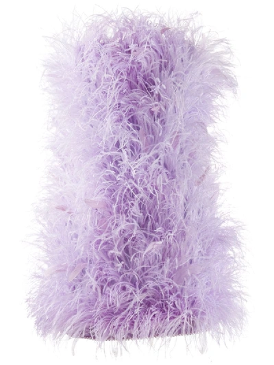 Shop Attico Ostrich-feather Mini Dress In Purple