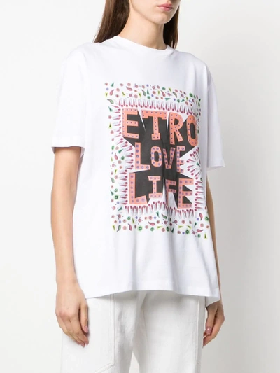 Shop Etro Short Sleeve Printed Slogan T-shirt In White