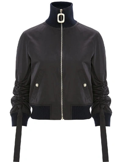 Shop Jw Anderson Bow Sleeve Bomber Jacket In Blue