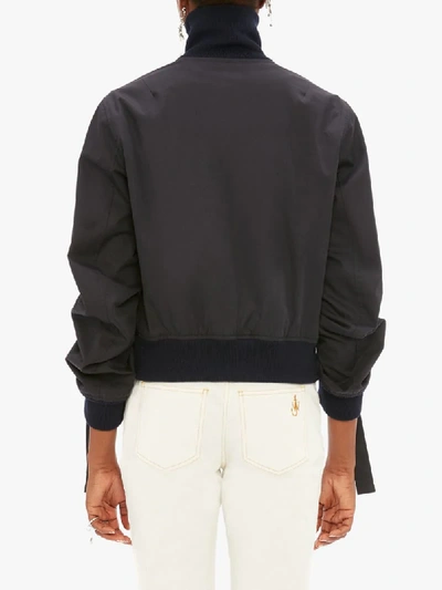 Shop Jw Anderson Bow Sleeve Bomber Jacket In Blue