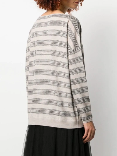 Shop Brunello Cucinelli Striped Sweatshirt In Neutrals