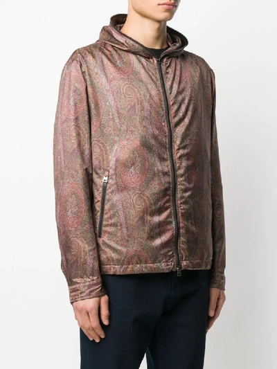 Shop Etro Hooded Paisley Pattern Jacket In Red