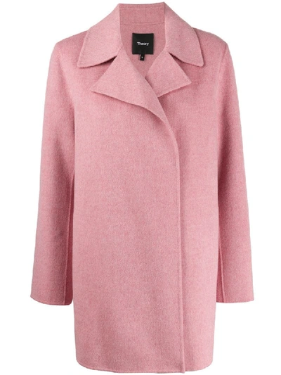 Shop Theory Double-breasted Fitted Coat In Pink